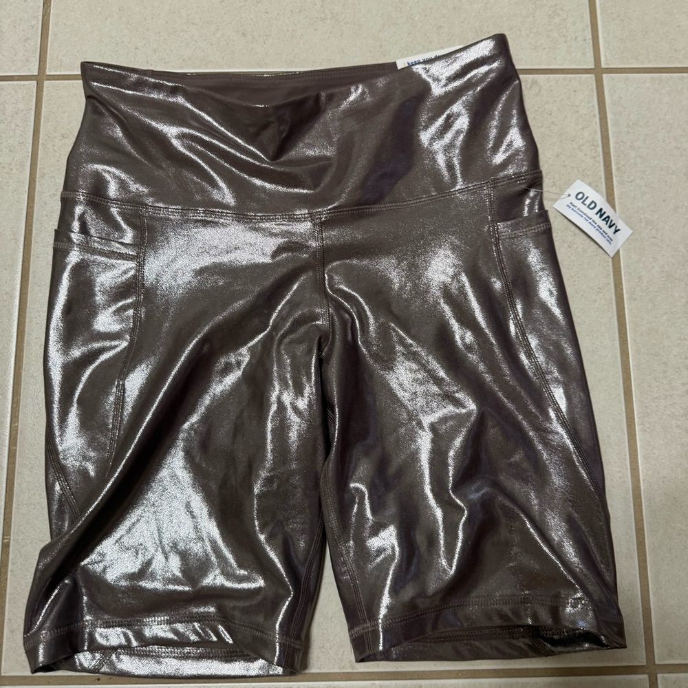 Old Navy Shiny Metallic Women's Biker Shorts - Picture 2 of 4